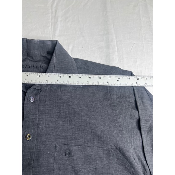 Batistini Mens Long Sleeve Button Down Dress Shirt Size 39/40 Gray Cotton Blend‎ - Picture 6 of 10